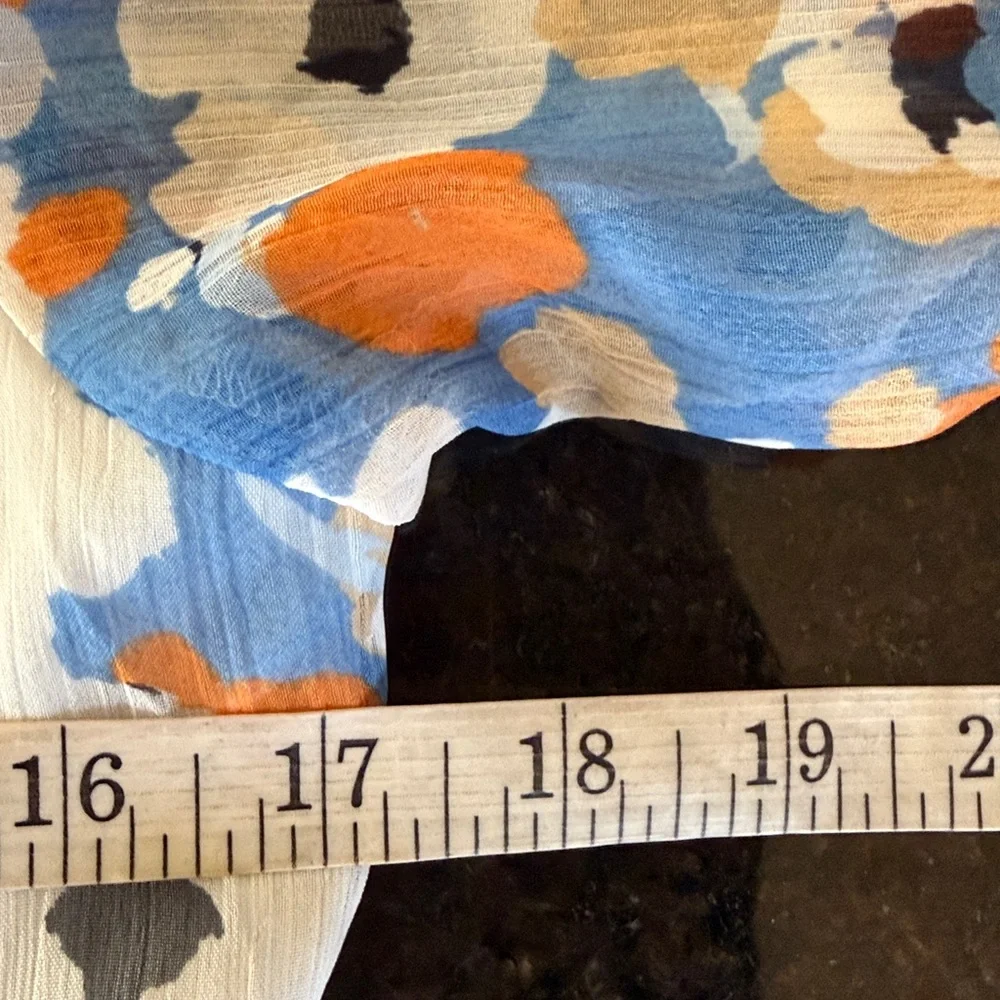 Joie Blue/Coral Floral Tiered Flowy Boho Prairie Dress W High-Low Hem Size XS - Picture 11 of 15
